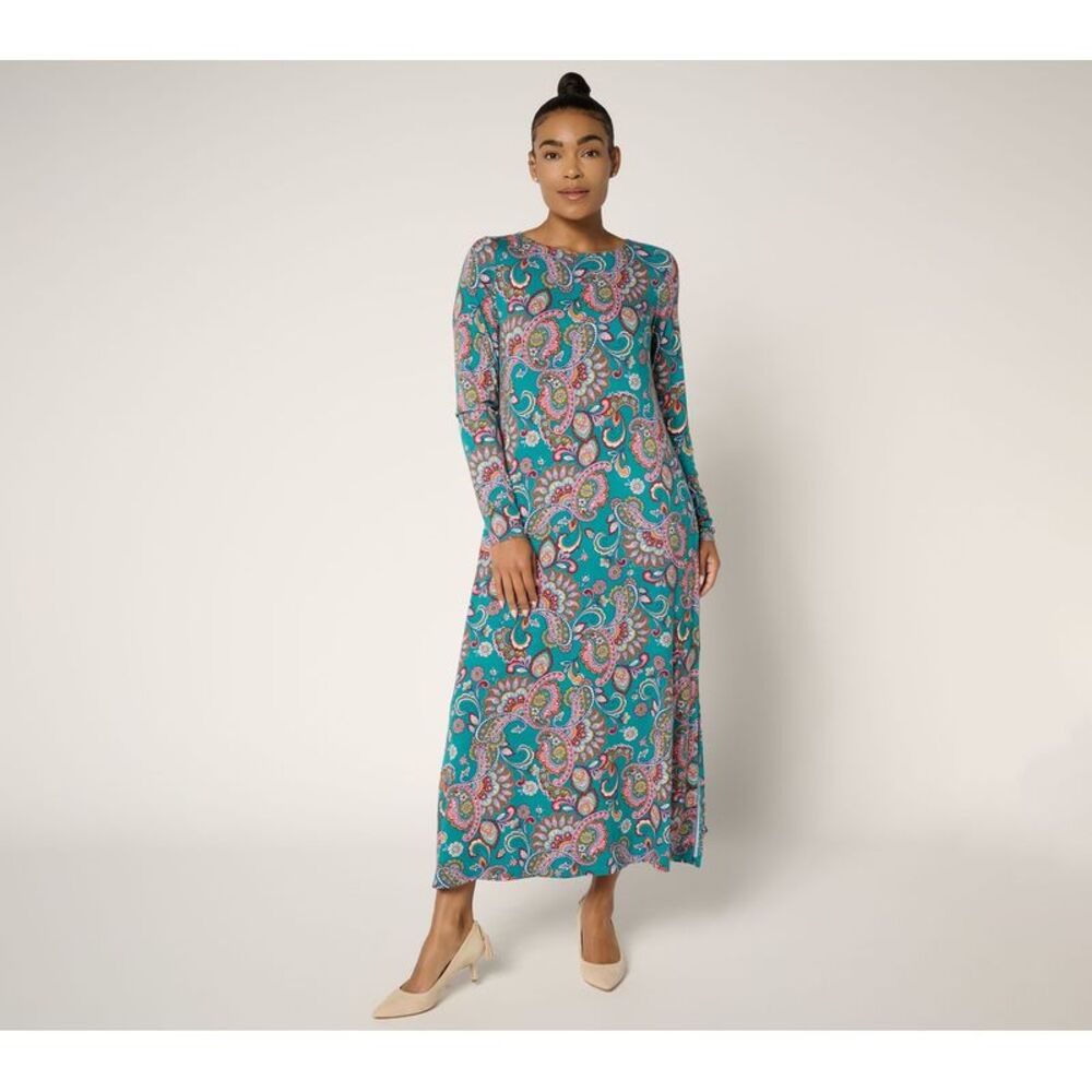 Top Knot Women's Dress Sz L Knit Paisley Chic Maxi Multi-colored A697844